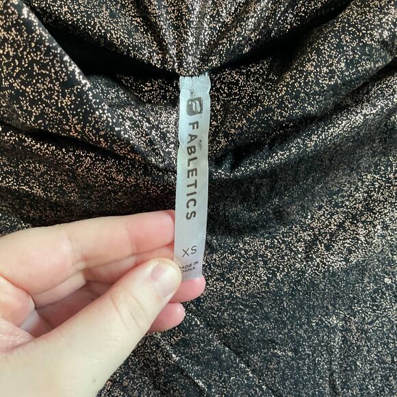 Fabletics Liora Cowl Neck Metallic Black and Rose Gold Vest - Size XS - Picture 3 of 9